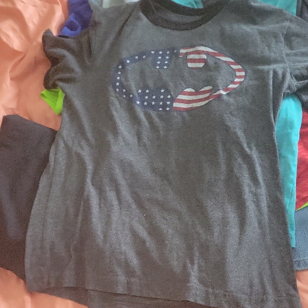 Gray T-Shirt with American Flag Logo
